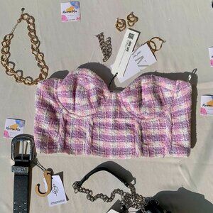 ZARA TEXTURED CORSET TOP | ZARA TWEED CORSET